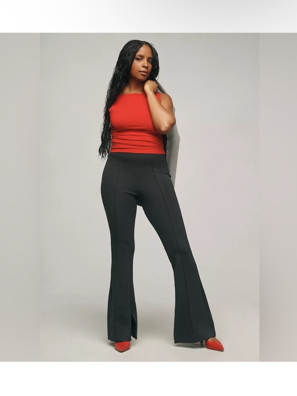 Maeve Anthropologie Black Slim Knit Flare Pants